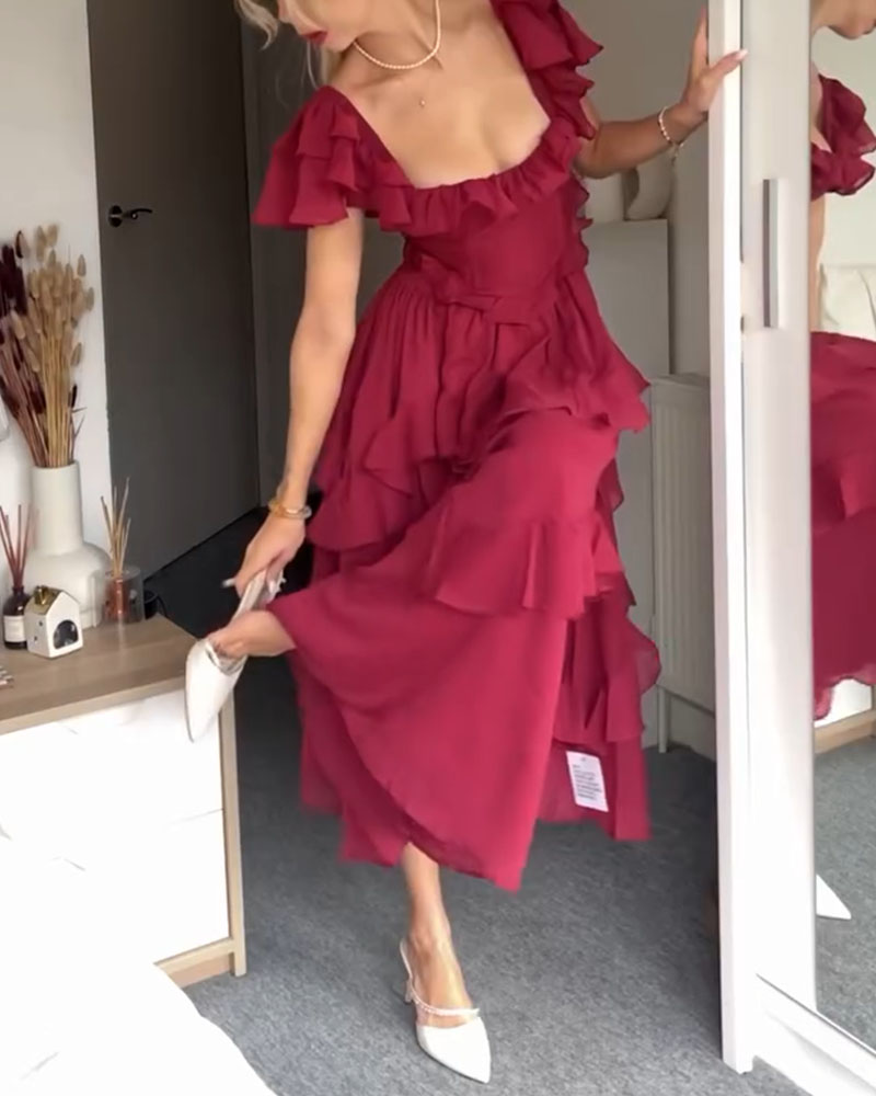 Brittany - Elegant High-Waist Dress with Lace Trim