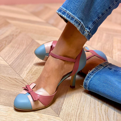 Bellarosa - Colorful sandals with bow and strap, round toe