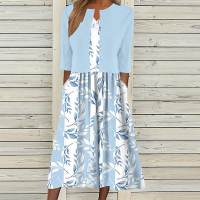 Bianca - Floral Print Midi Dress with Matching Jacket