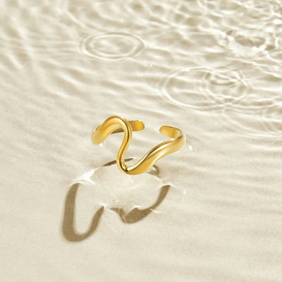Golden wave ring