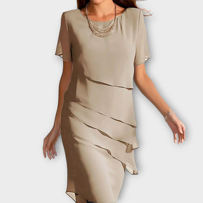 Norah - Ruffle Detail Irregular Hem Tummy Cover Dress