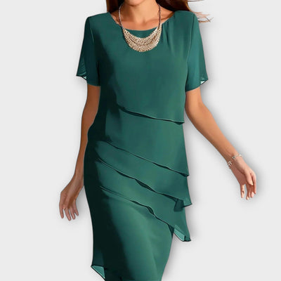 Norah - Ruffle Detail Irregular Hem Tummy Cover Dress