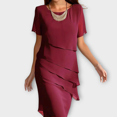 Norah - Ruffle Detail Irregular Hem Tummy Cover Dress