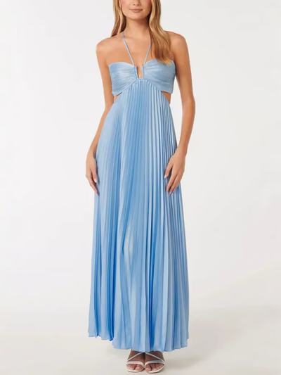 Amber - Summer Glow Halter Maxi Dress