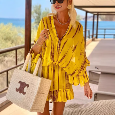 Christina - Chic V-Neck High Waist Mini Dress
