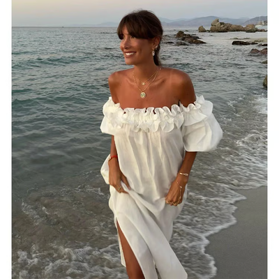 Laura - Linen Dreams Off-Shoulder Dress