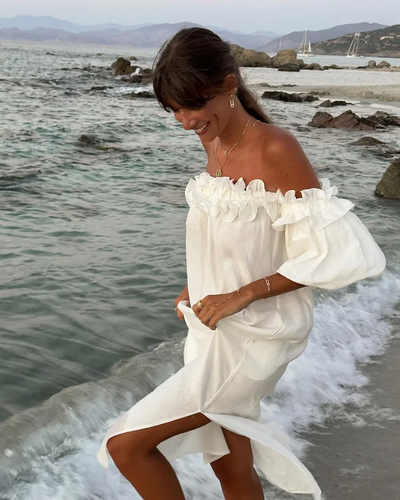 Laura - Linen Dreams Off-Shoulder Dress