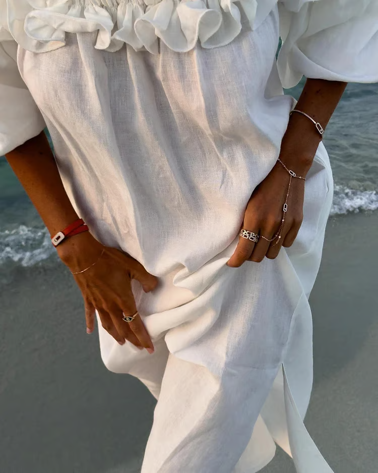 Laura - Linen Dreams Off-Shoulder Dress