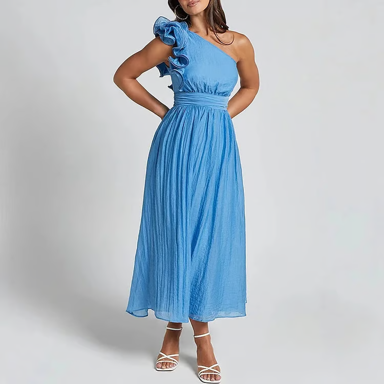 Queenie - Chic Slanted Elegance Summer Dress
