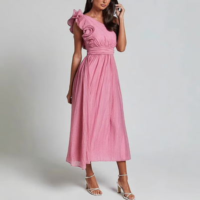 Queenie - Chic Slanted Elegance Summer Dress