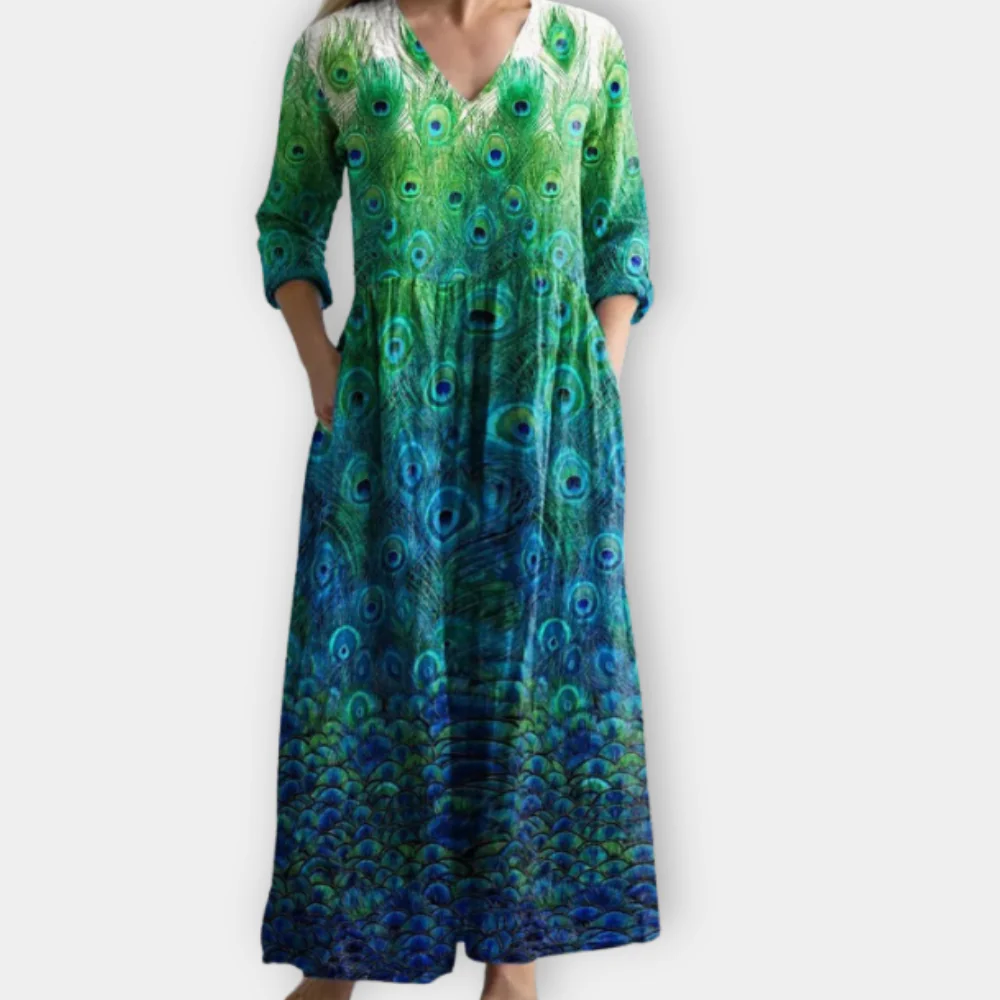 Elaine - Bohemian Grace V-Neck Dress