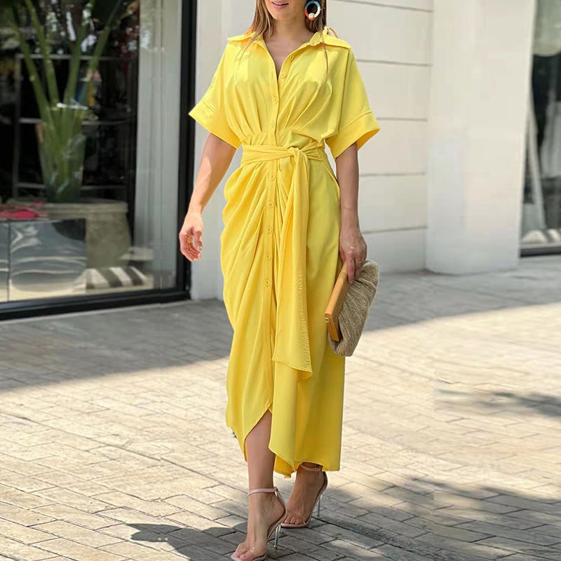 Alexis - High-Waist Flounce Collar Dress