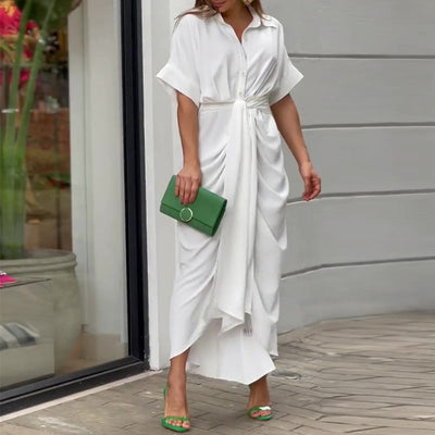 Alexis - High-Waist Flounce Collar Dress