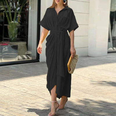 Alexis - High-Waist Flounce Collar Dress