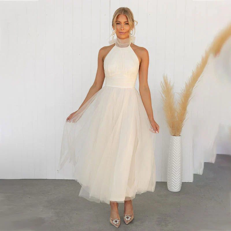 Mila - Sleek Mesh High Neck Dress