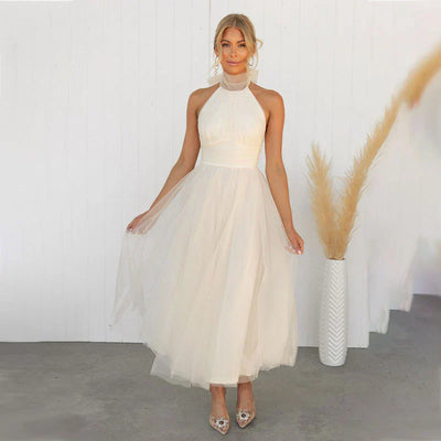 Mila - Sleek Mesh High Neck Dress