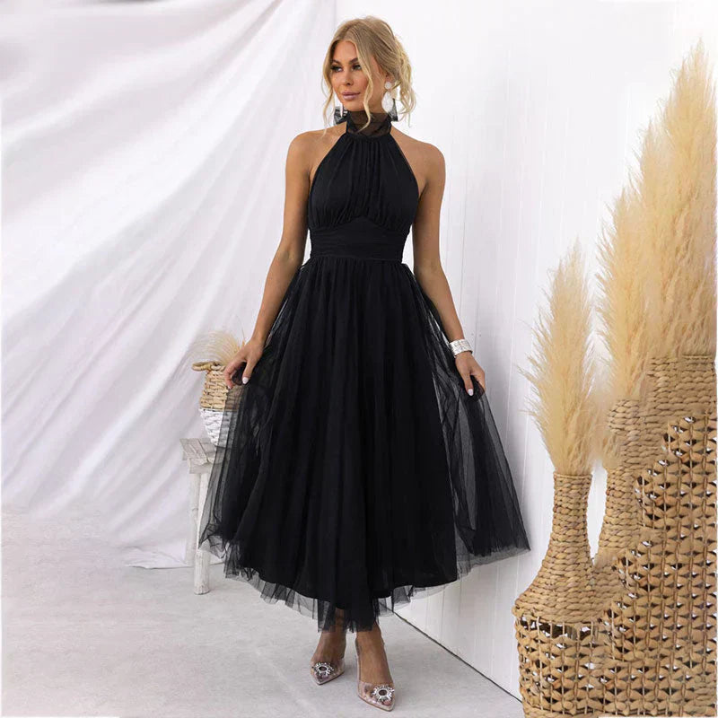 Mila - Sleek Mesh High Neck Dress