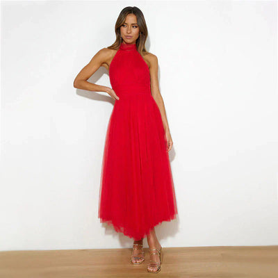 Mila - Sleek Mesh High Neck Dress