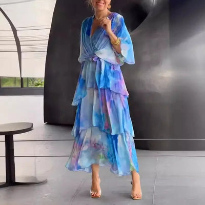Maeve - Flowy Half Sleeve Long Layered Party Dress
