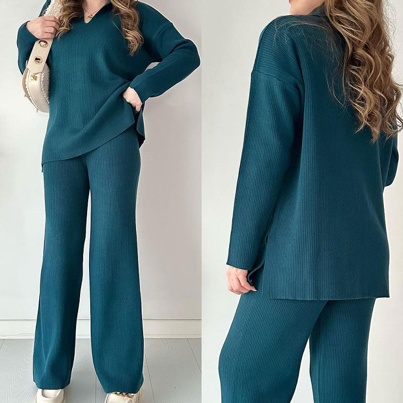 Paisley - Comfortable V-neck Knitted Co-Ord Set