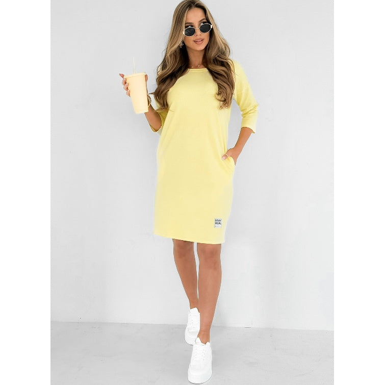 Lieka™ - DRESS WITH ROUND NECKLINE AND 3/4 SLEEVES, POCKETS