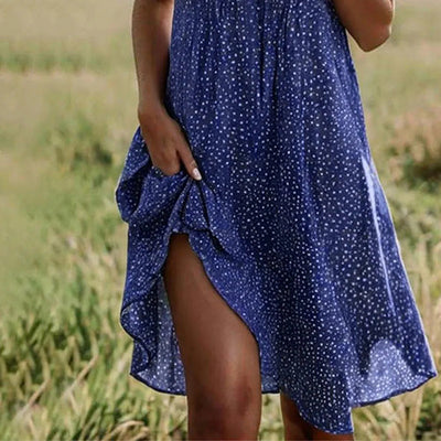Samantha - Loose V-Neck Short Sleeve Printed Dress